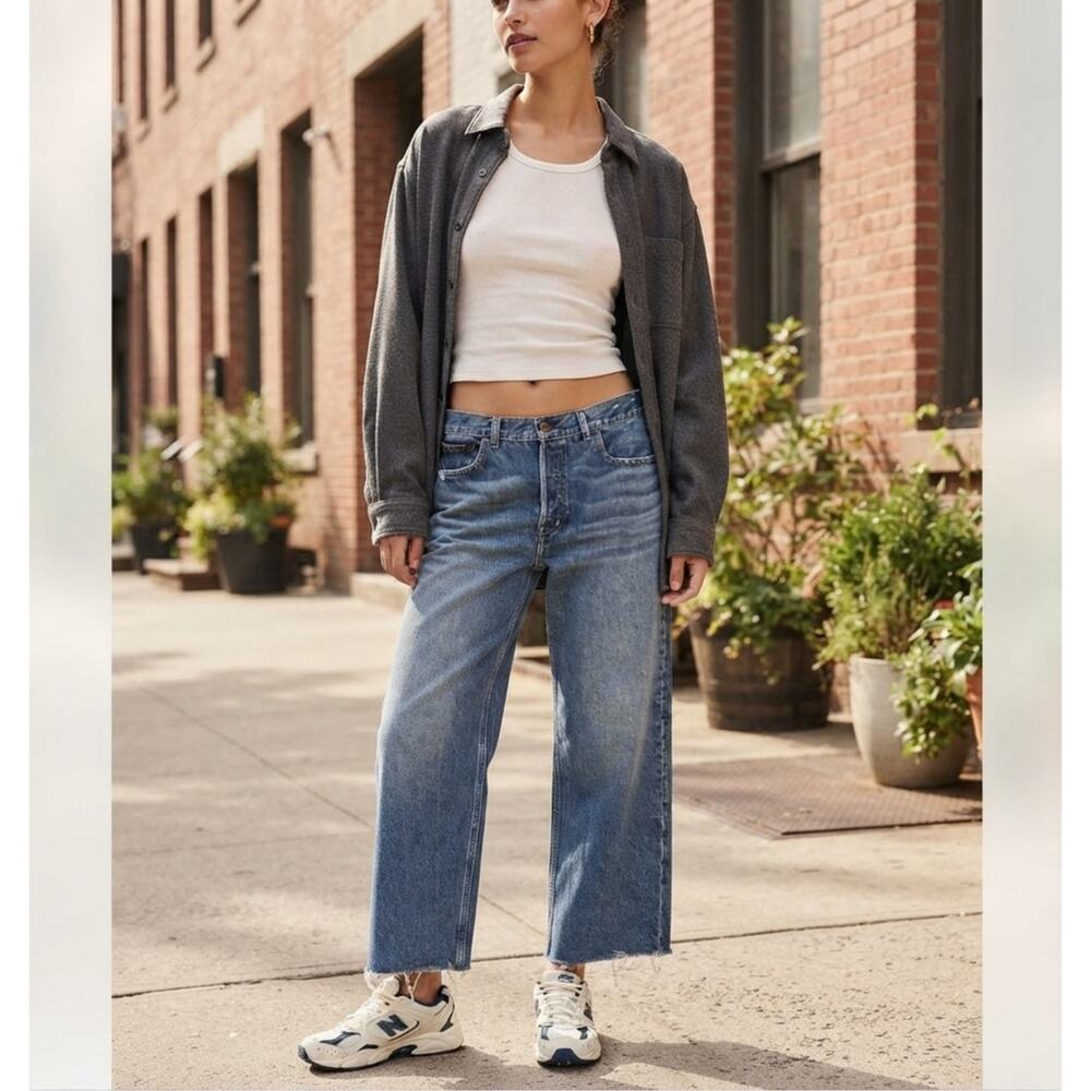Madewell Low-Slung Baggy Crop Jeans Women's Size 30 Vintage Wash 100% Cotton